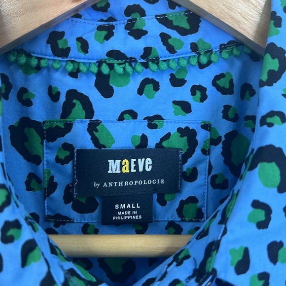 Anthropologie - Maeve Paola Flounced Cheetah Blue Print Sleeveless Midi Dress SM - Picture 9 of 14